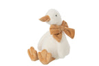 J-Line knuffel Eend - polyester - wit/abrikoos - small