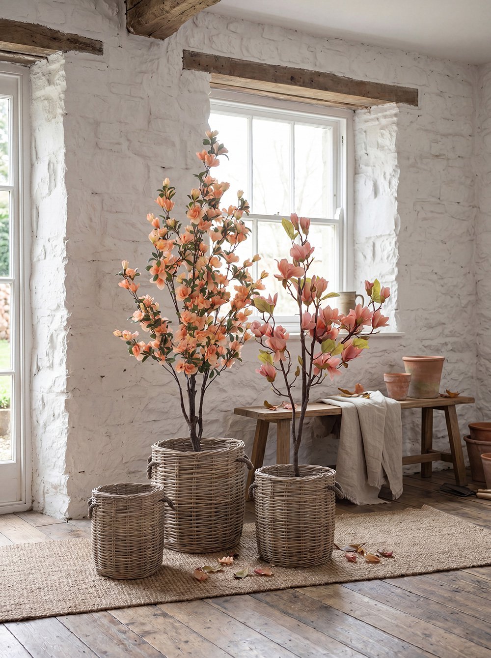 Kunstplant Magnolia 20x15x120 cm Oranje Kunststof
