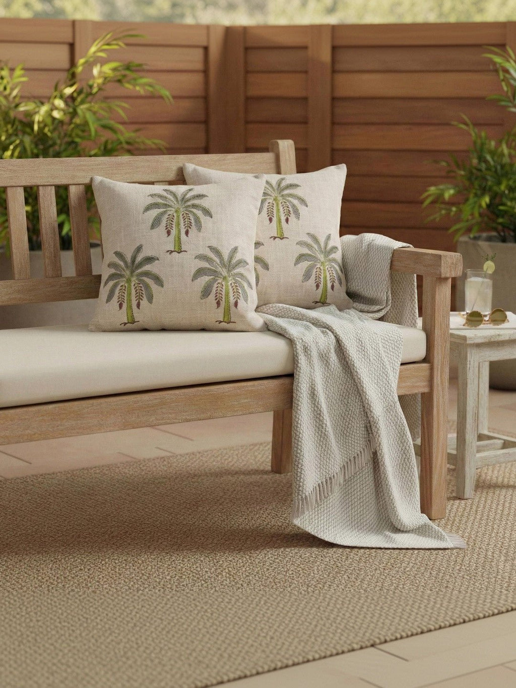 Set van 2 - Grijze en groene vierkante kussenhoezen – Decoratief textiel – Duurzaam katoen