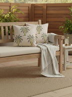 Set van 2 - Grijze en groene vierkante kussenhoezen – Decoratief textiel – Duurzaam katoen