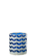 J-Line kaarshouder - glas - blauw/wit - M