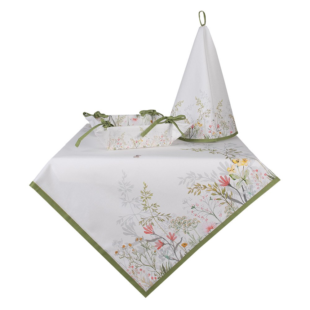 Theedoek Ø 80 cm Wit Katoen Bloemen Keukenhanddoek