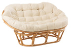 J-Line Rotan zetel - met kussen - jute/ textiel - naturel