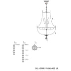 Kroonluchter Ø 40x70/184 cm Transparant IJzer Hanglamp
