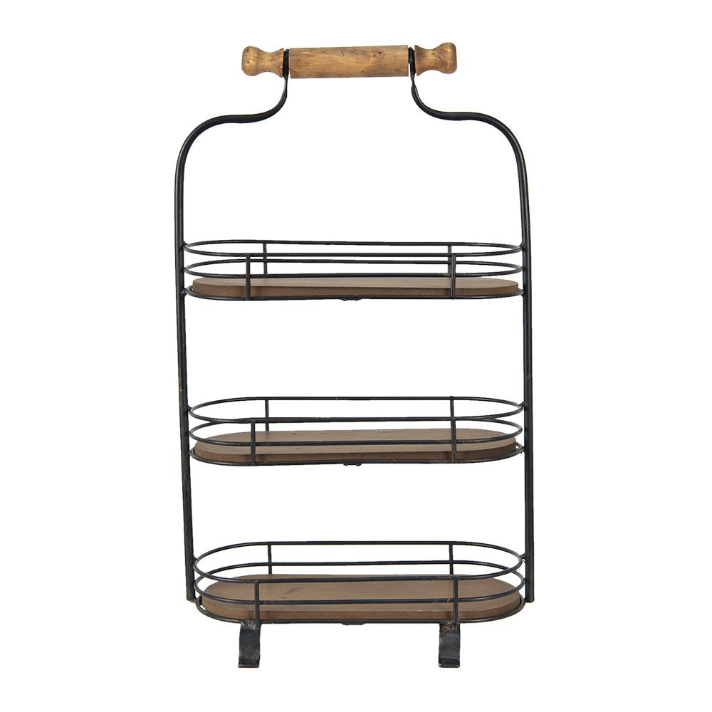 Etagère 3 laags 51 cm Zwart Bruin IJzer