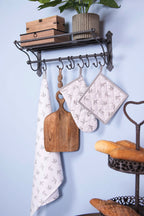Broodmand 35x35x8 cm Grijs Wit Katoen Zwaluw Cadeau Keuken