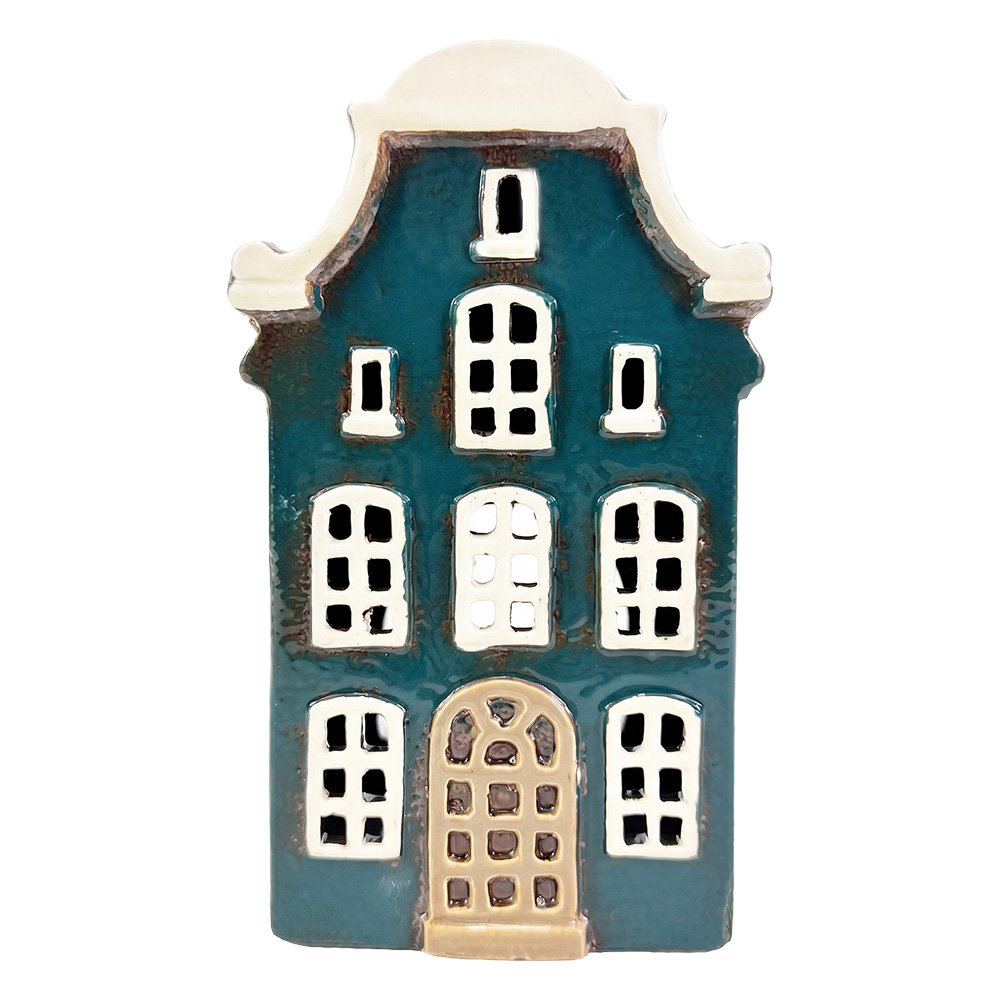 Waxinelichthouder Huis Blauw Keramiek Waxinelichthouder