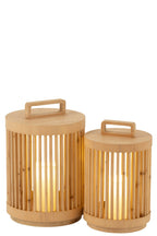 J-Line lamp Cylinder - sparhout - naturel - large - LED lichtjes