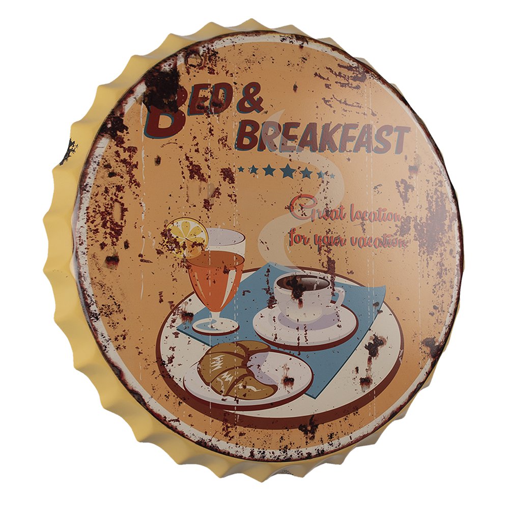 Tekstbord Ø 50 cm Geel IJzer Wandbord