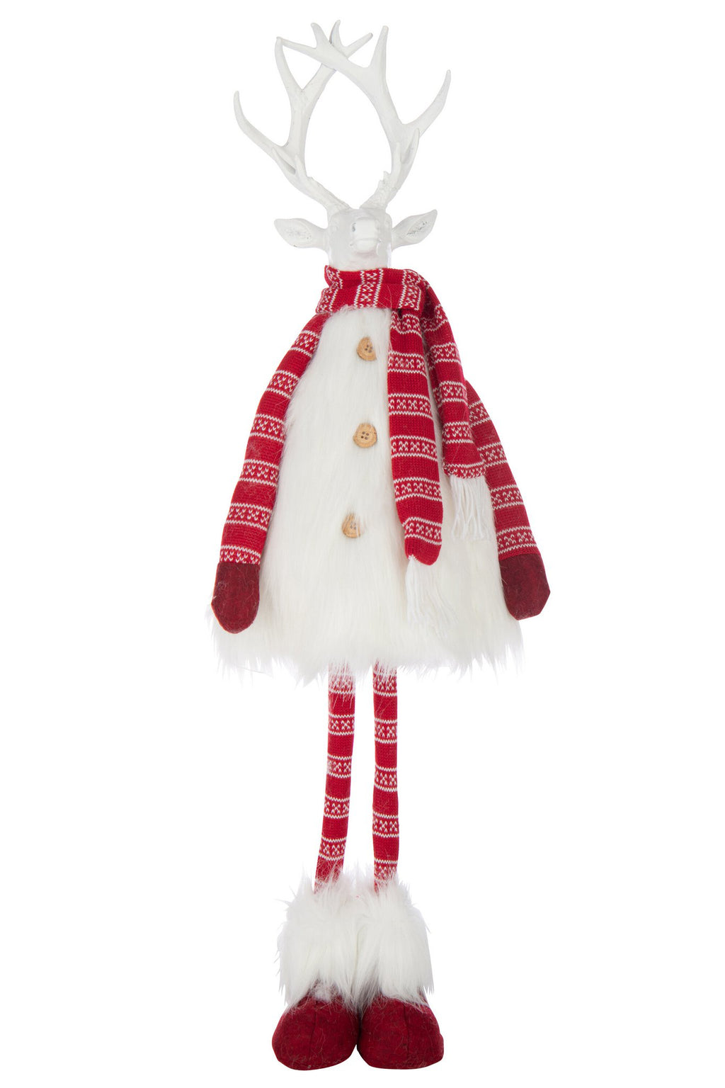 J-Line figuur Hert Bont + Sjaal - polyresin - wit/rood - L
