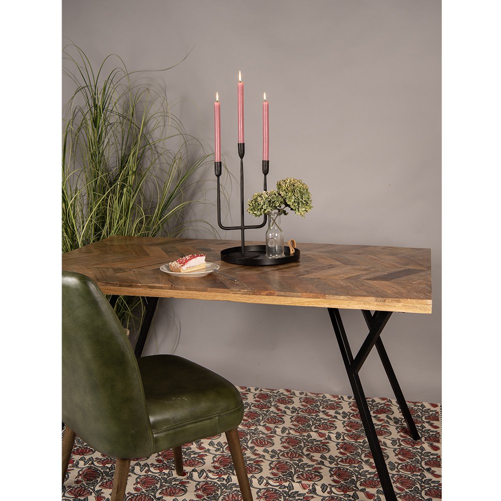 Kandelaar 43 cm Zwart IJzer Kaarsenstandaard