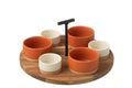 J-Line tapasplank 6 kommen + bambouschaal In Doos - keramiek/hout - wi