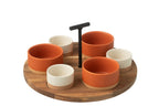 J-Line tapasplank 6 kommen + bambouschaal In Doos - keramiek/hout - wi