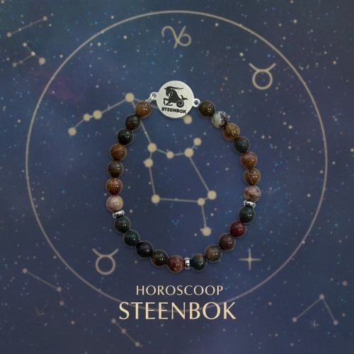 Dames armband Picasso Jaspis 6 mm met sterrenbeeld Steenbok