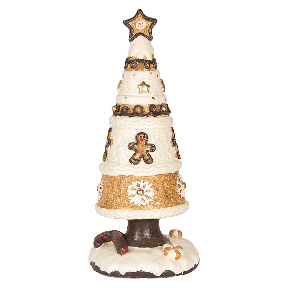 Kerstdecoratie Beeld Kerstboom Ø 24x51 cm Bruin Beige Keramisch materiaal
