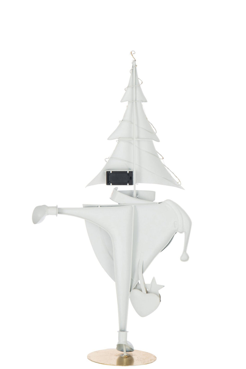 J-Line figuur Kerstman Boom - ijzer - goud/wit - L - LED lichtjes
