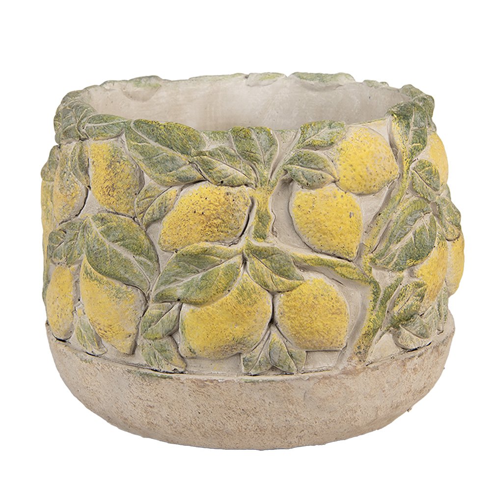Bloempot Ø 19x15 cm Beige Steen Citroenen