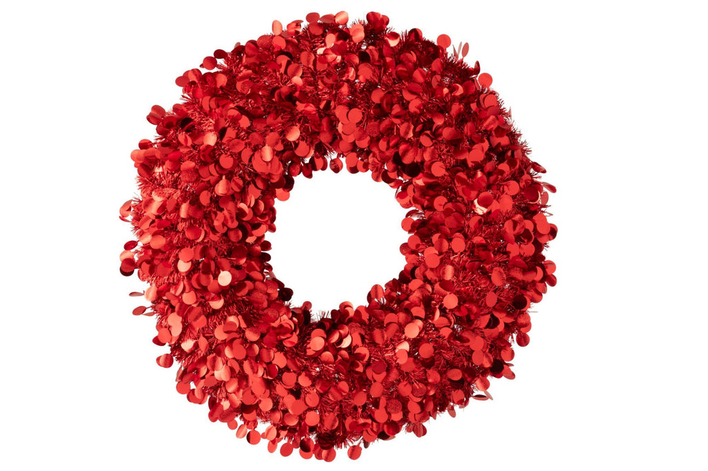 J-Line decoratie krans Sprankelend - polystyreen - rood - large