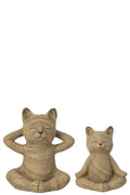 J-Line figuur Kat Yoga - polyresin - naturel - set van 2