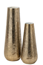 J-Line Gestreepte vaas - aluminium - goud/wit - large