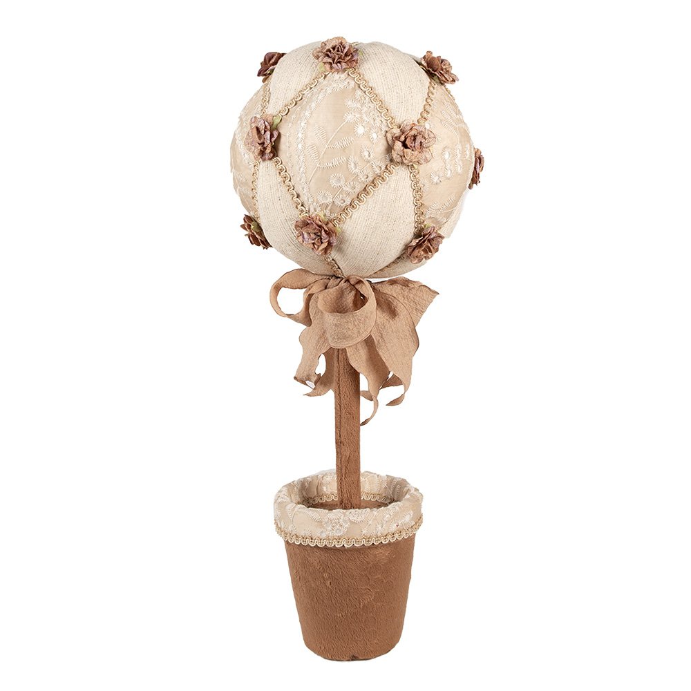 Decoratie Beeld Bloem Ø 20x50 cm Beige Textiel