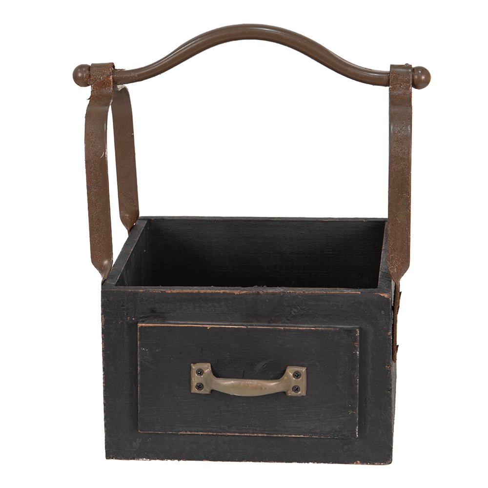 Mand 24x19x28 cm Zwart Hout Bakje