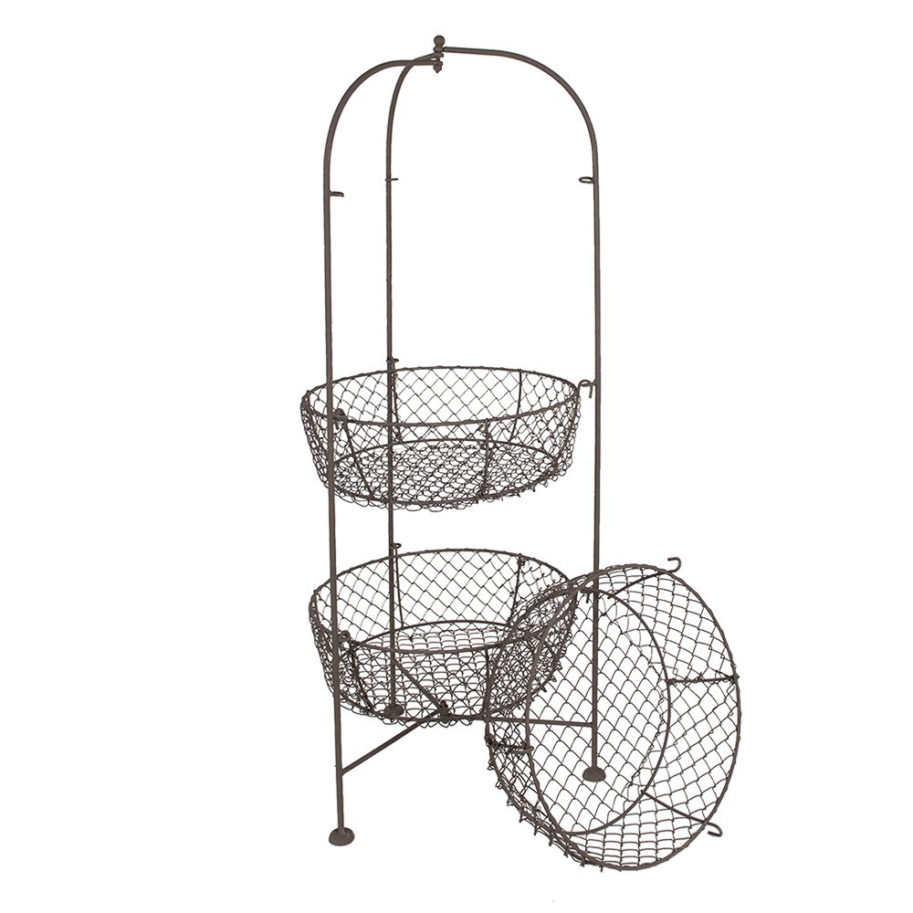 Mandenrek Ø 28x80 cm Bruin Metaal Keuken Mandjes