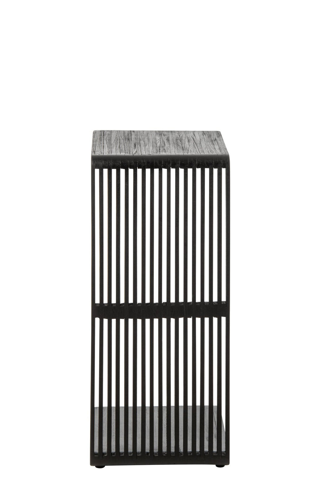 J-Line Bijzettafel met latten - gerecycled hout - zwart