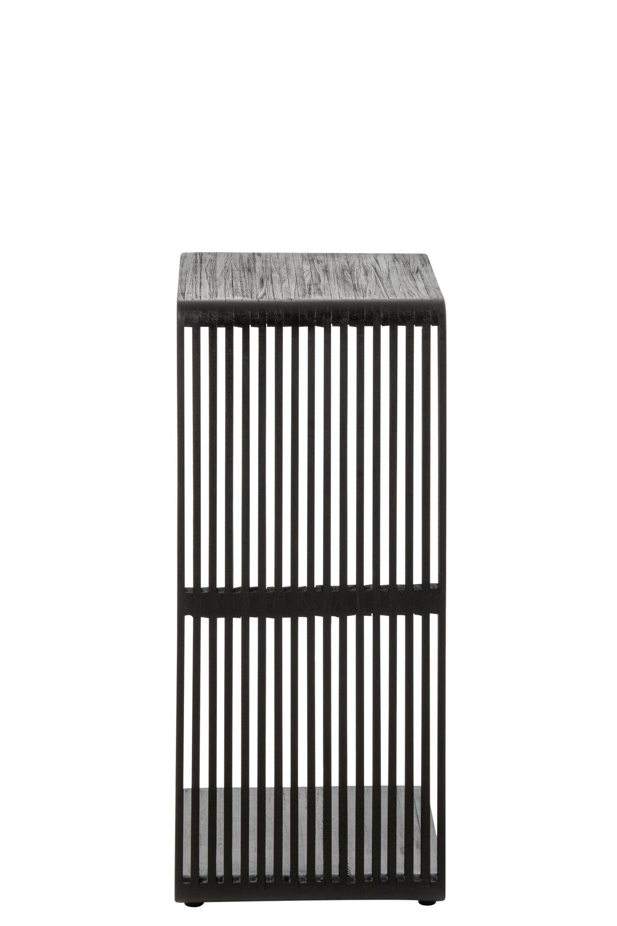 J-Line Bijzettafel met latten - gerecycled hout - zwart