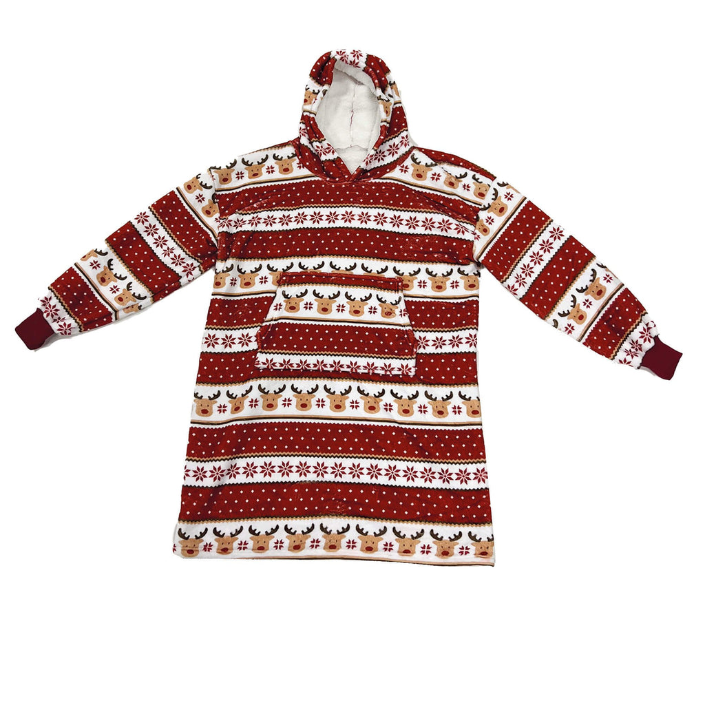 Textino Rowen - Hoodie 70x110 cm - Volwassenen - Hoodiedeken - Kerstmis - Fietsen Rood - Rood