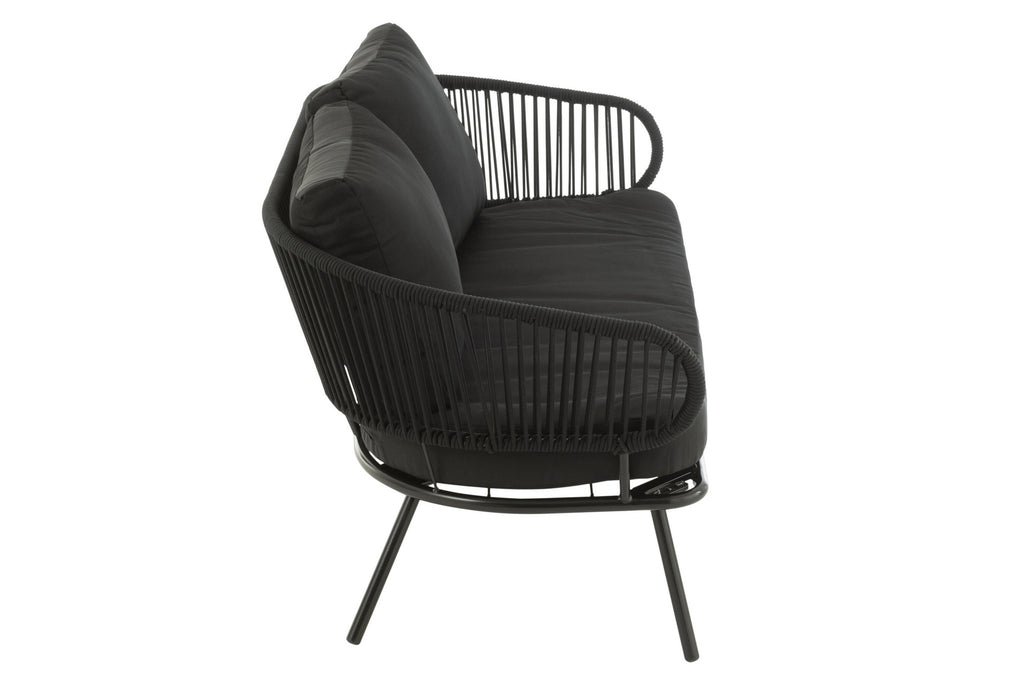 J-Line Set Van Drie Stoel/Bank Poa Metaal/Rattan Zwart