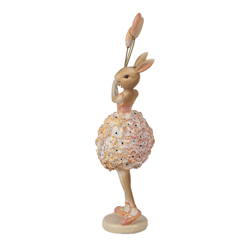 Decoratie Beeld Konijn 27 cm Beige Kunststof