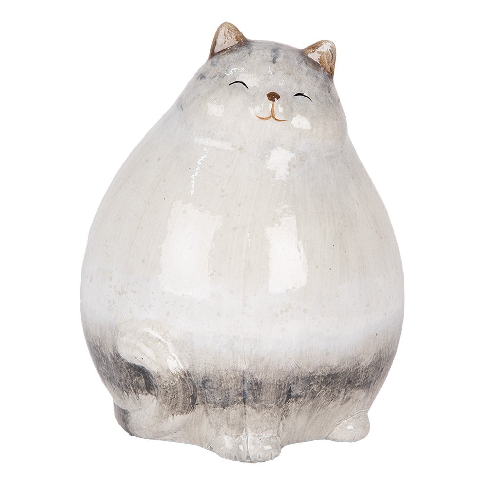 Decoratie Beeld Kat 14x13x18 cm Grijs Keramiek