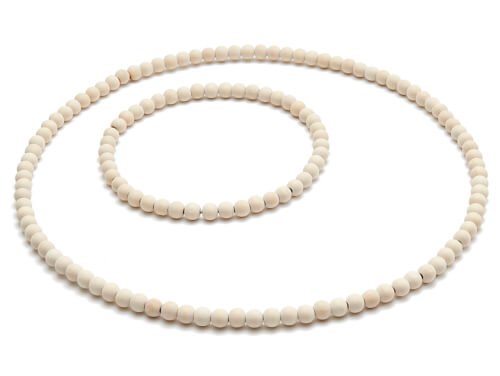 Houten parelring 20cm wit