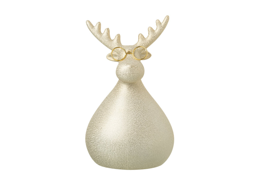 J-Line figuur Rendier - porselein - goud - L
