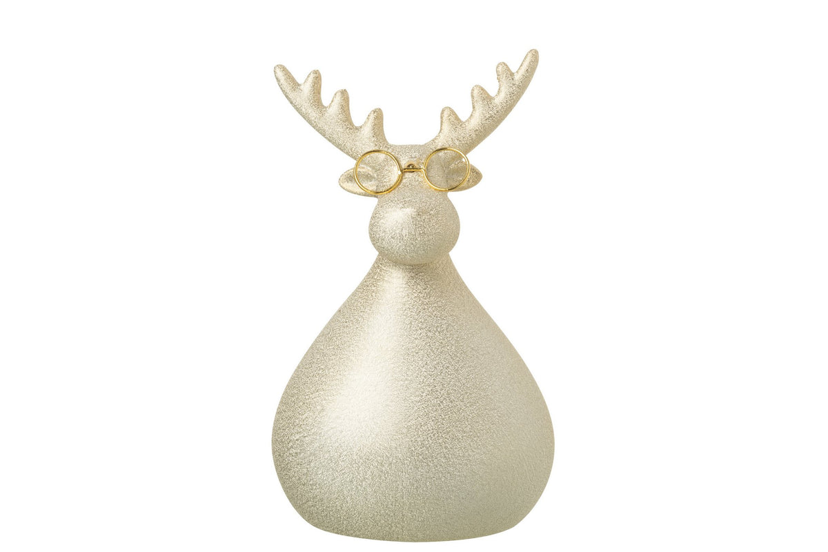 J-Line figuur Rendier - porselein - goud - L