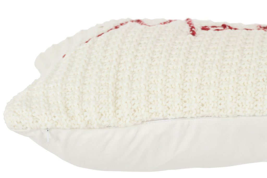 J-Line kussen Maison - polyester/acryl - rood/wit