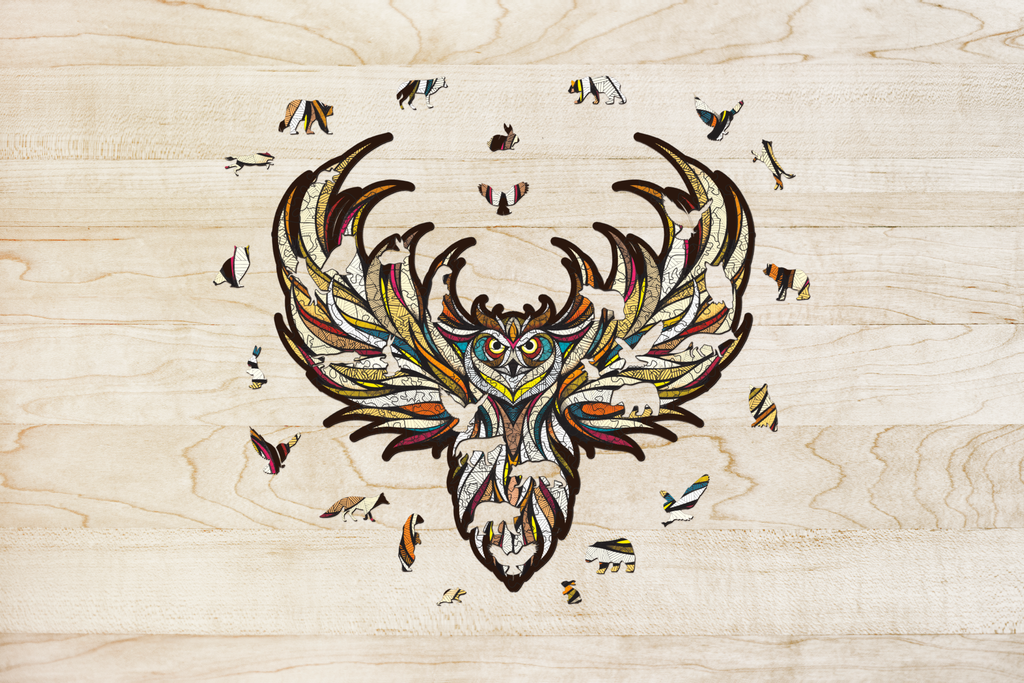 Eco Wood Art (EWA) Houten Legpuzzel Uil/ Owl, 2512, 29,7x28,5x0,5cm Kartonbox