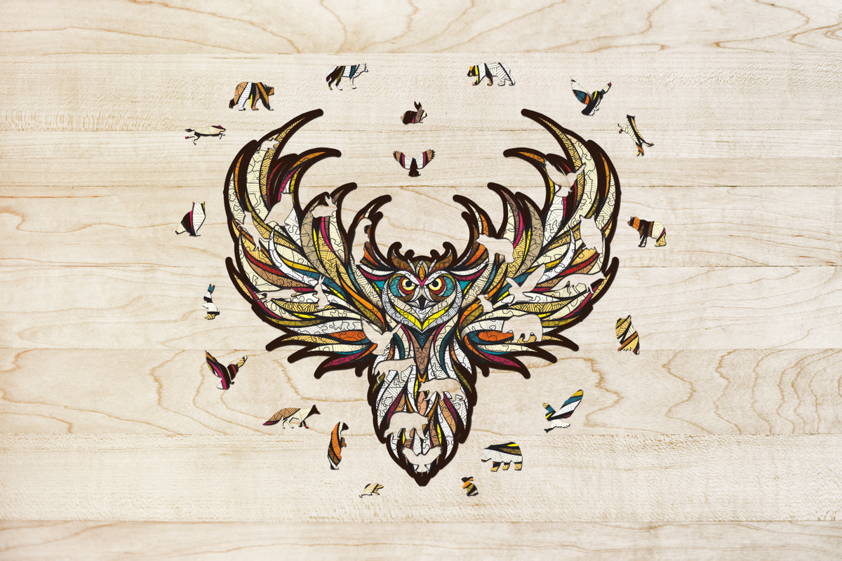 Eco Wood Art (EWA) Houten Legpuzzel Uil/ Owl, 2512, 29,7x28,5x0,5cm Kartonbox