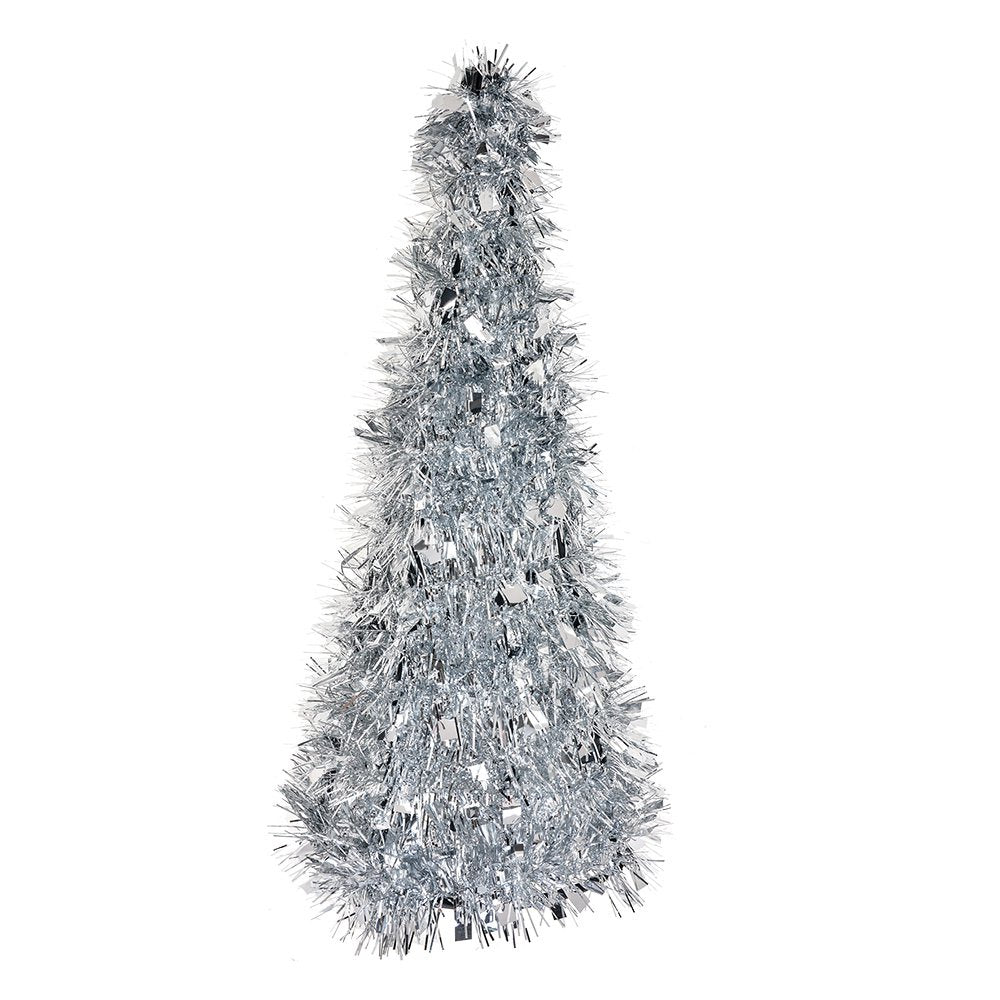 Kerstdecoratie Kerstboom Ø 16x38 cm Zilverkleurig Kunststof