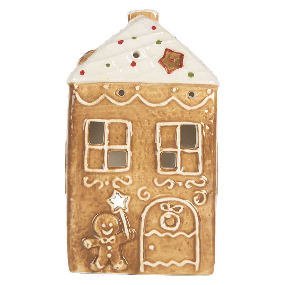 Waxinelichthouder Huis 9x7x16 cm Bruin Keramiek