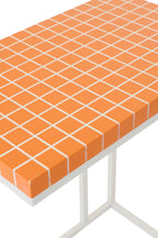 J-Line bijzettafel Rechthoek Geruit - ijzer - oranje/wit