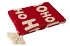 J-Line deken Hohoho - polyester - kerstrood/wit
