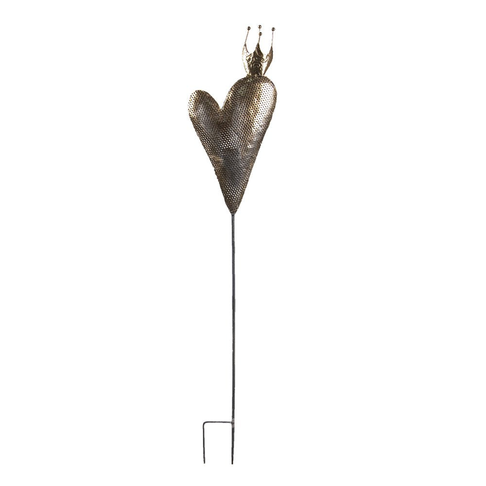 Tuinsteker Hart 20x7x115 cm Goudkleurig IJzer Kroon