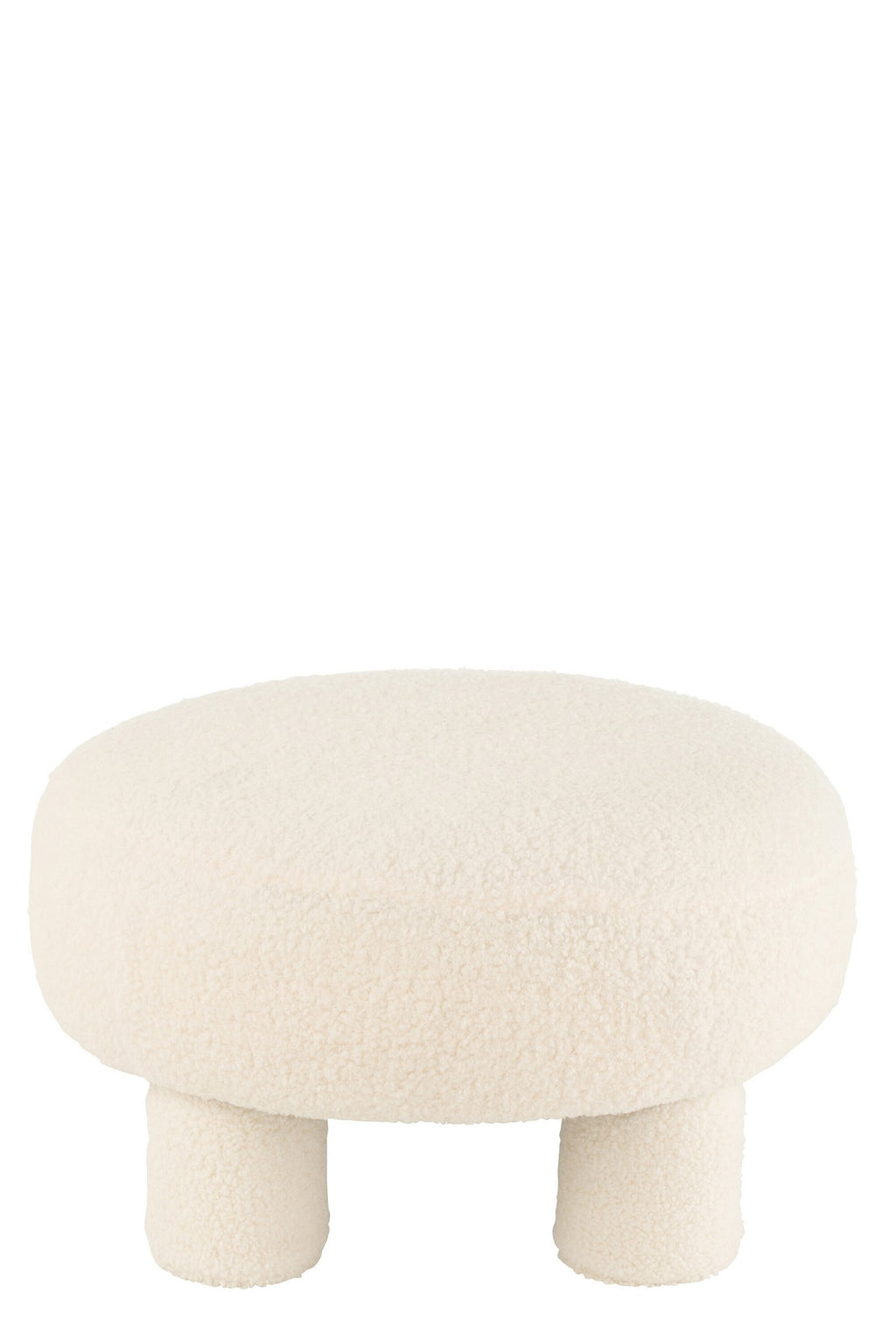 J-Line kruk Rond Teddy voeten Bouclé - textiel - wit