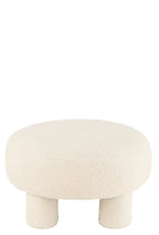 J-Line kruk Rond Teddy voeten Bouclé - textiel - wit