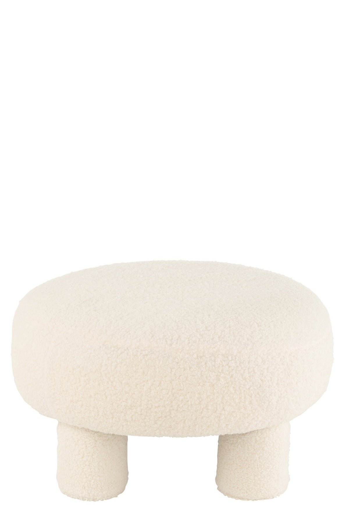 J-Line kruk Rond Teddy voeten Bouclé - textiel - wit