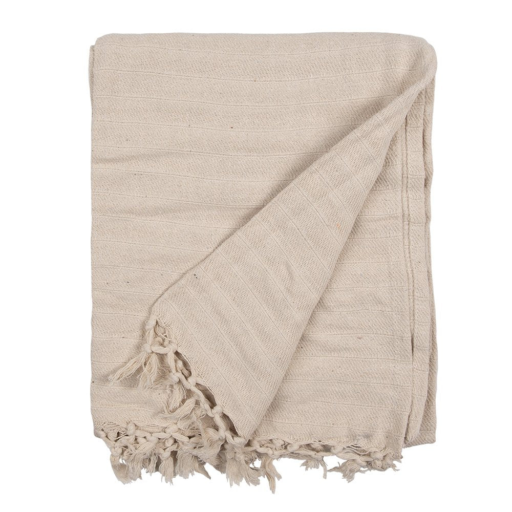 Plaid 125x150 cm Beige Katoen Streek Deken
