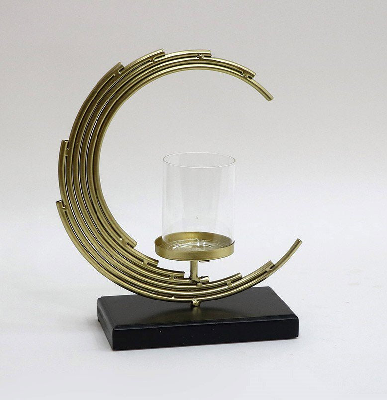 Metalen kandelaar maan goud