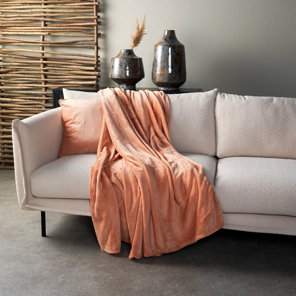 Nederlands decor Charlie - Plaid 200x220 cm gedempte klei - roze